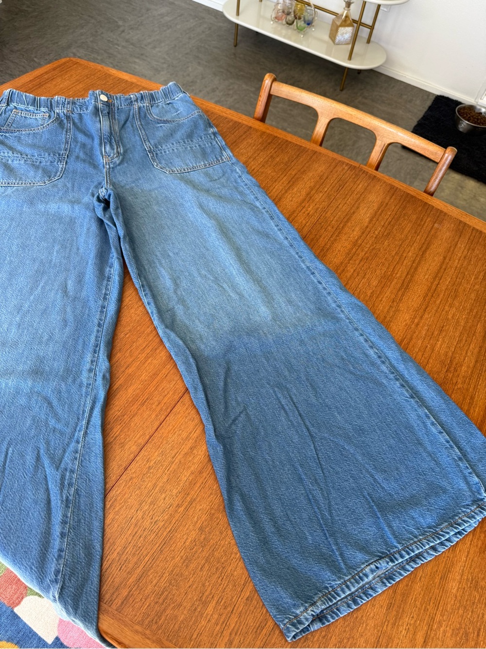 Pilcro Wide-Leg Jeans in Medium Blue Wash